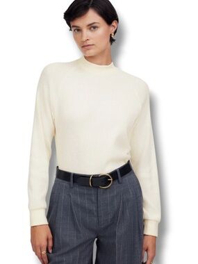 Madewell Women’s Waffle-Knit Long-Sleeve Crewneck Tee Winter White Sweater NWT